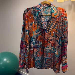 Tolani Vibrant Multicolor button down shirt